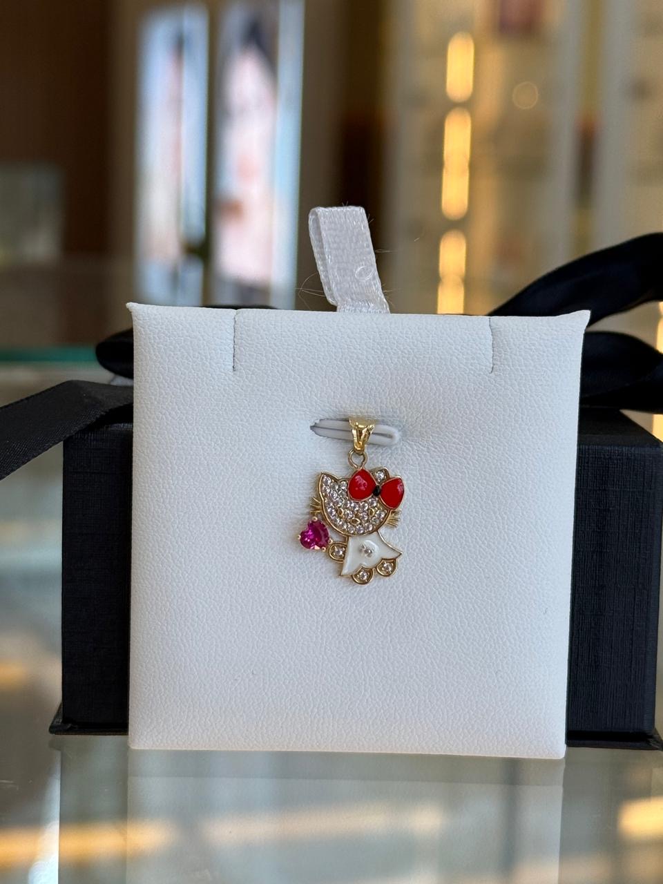 DIJE HELLO KITTY CIRCONIA CORAZON 10K 1.3GR